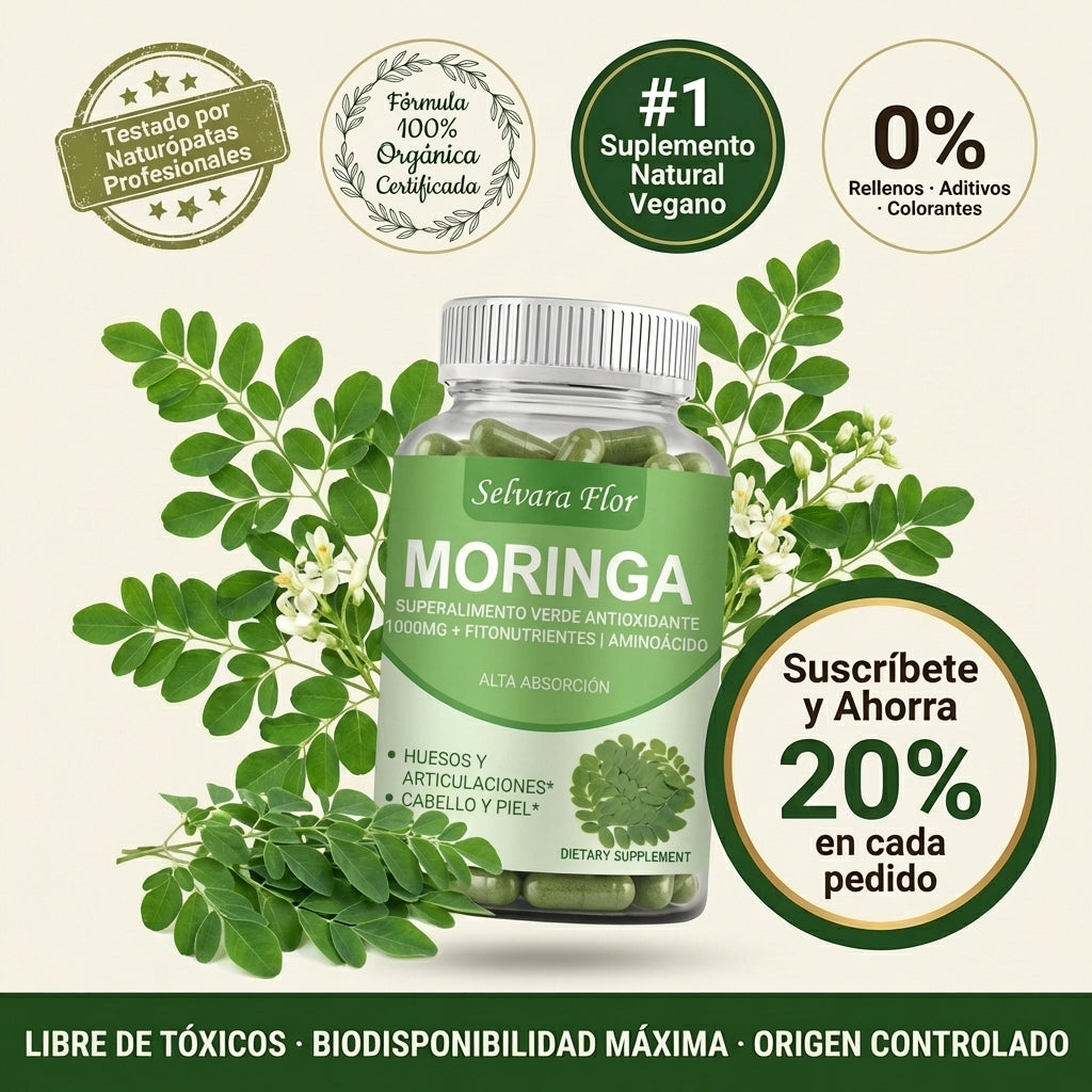 Selvara Flor Moringa — Suplemento Natural 1000mg · 120 Cápsulas Veganas
